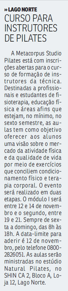 CURSO PARA INSTRUTORES DE PILATES